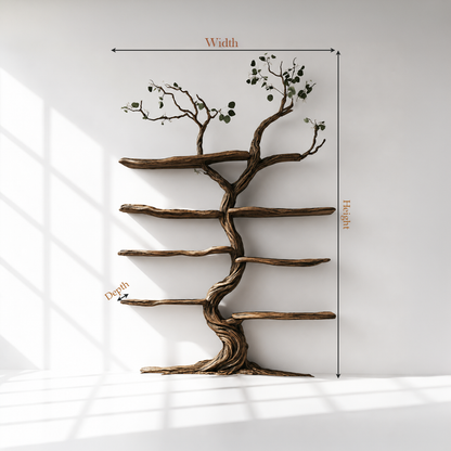 Handcrafted Wood Tree Wall Shelf
