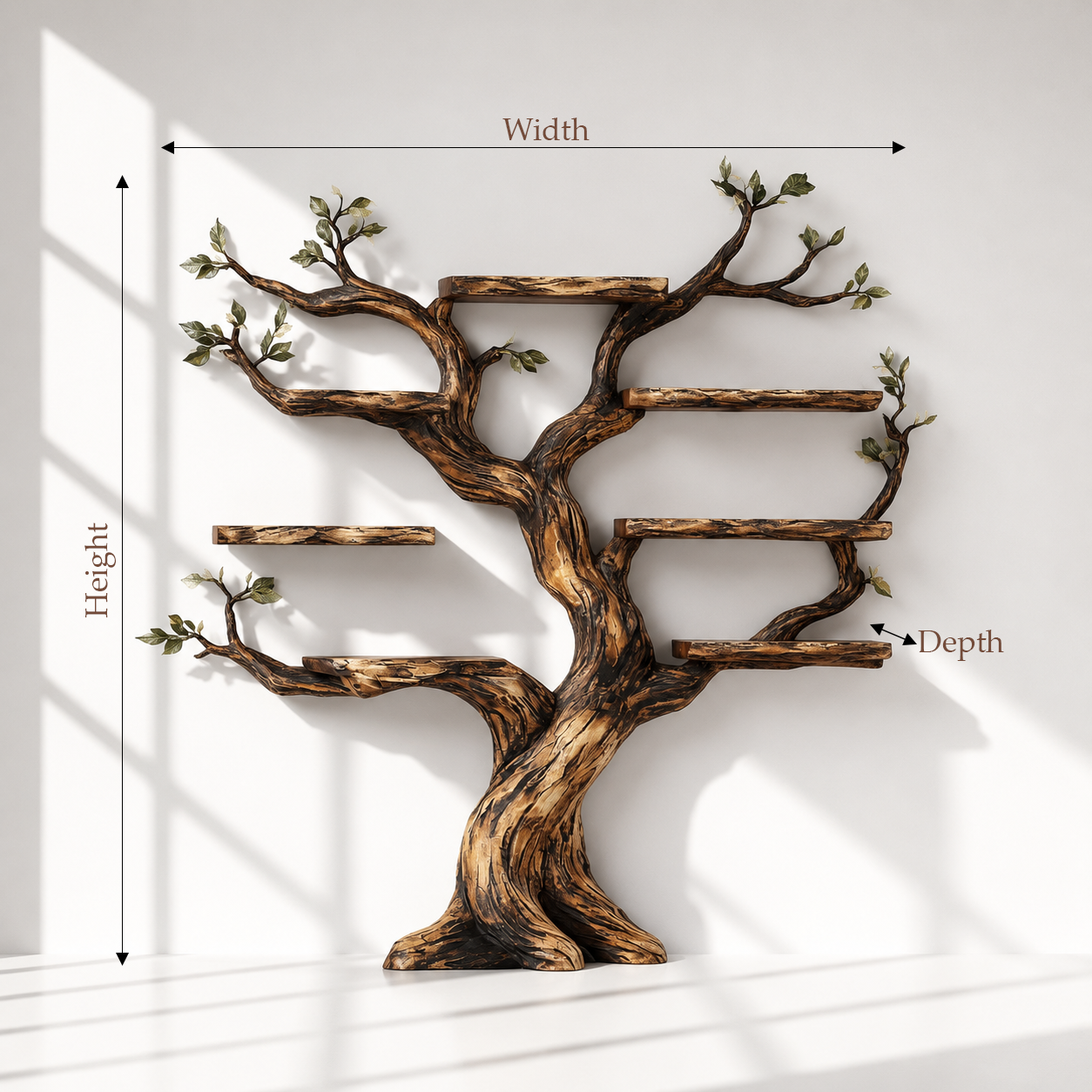 Rustic Wood Tree Shape Bookshelf