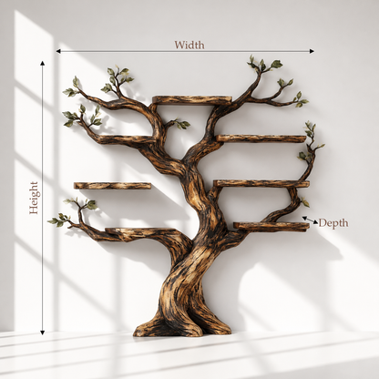Rustic Wood Tree Shape Bookshelf