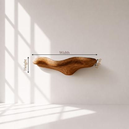 Minimalist Floating Wood Mushroom Shelf