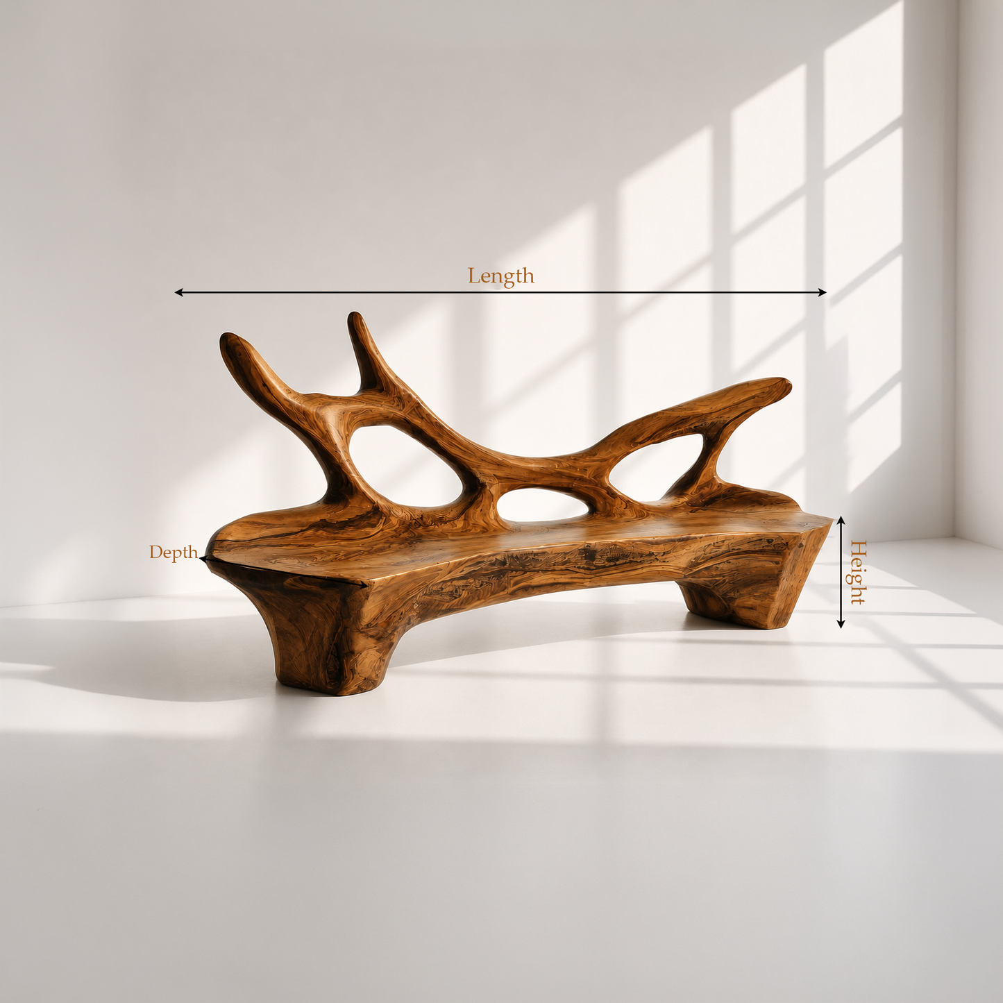 Sculptural Organic Wood Bench