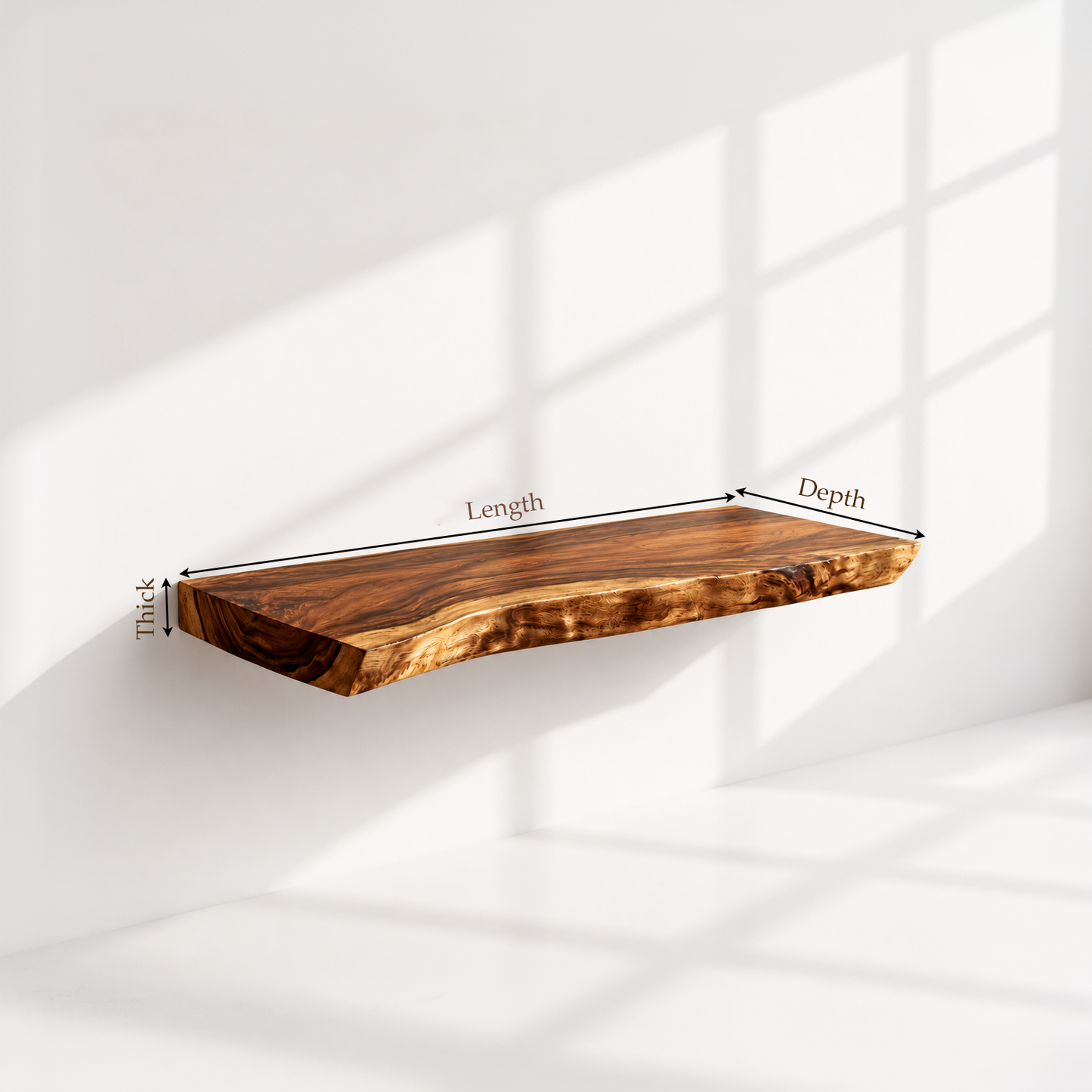 Modern Rustic Live Edge Floating Shelf