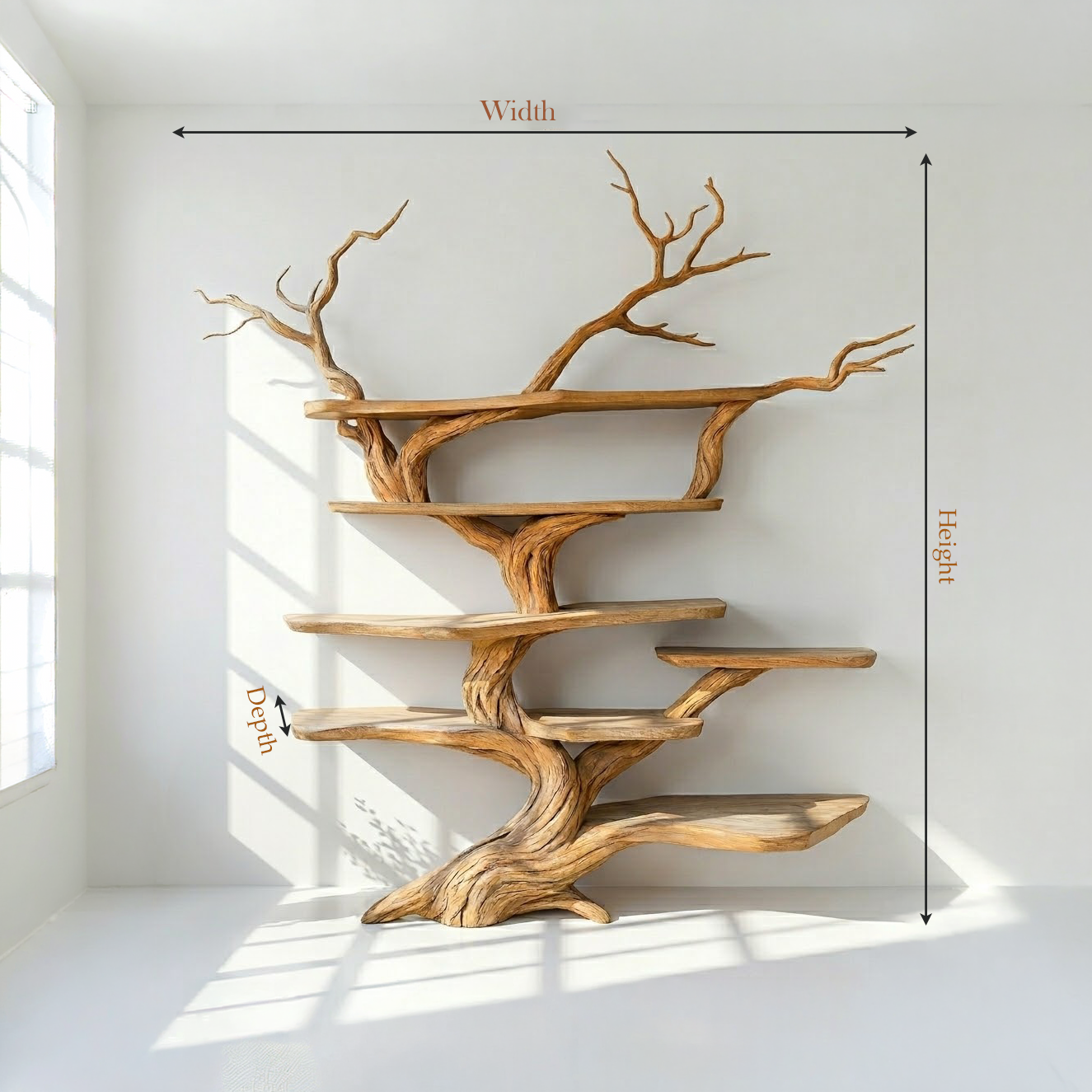 Organic Wood Tree Branch Bookshelf