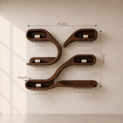 Wall Mounted Wood Wine Stemware Rack