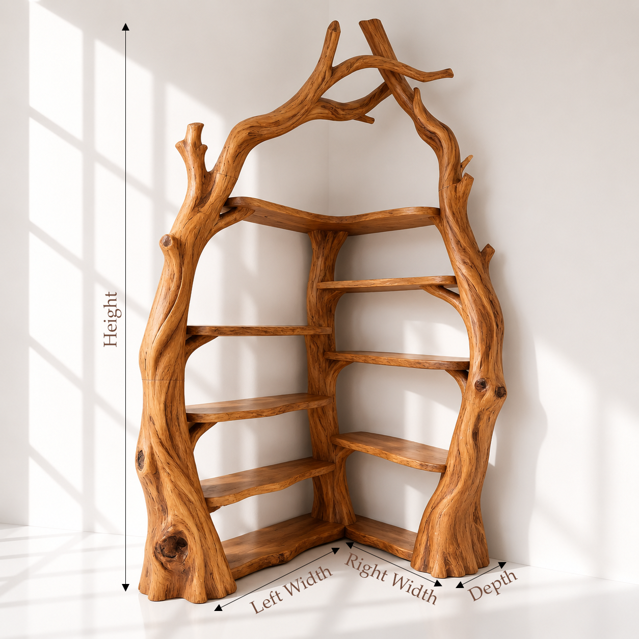 Solid Wood Corner Tree Bookshelf