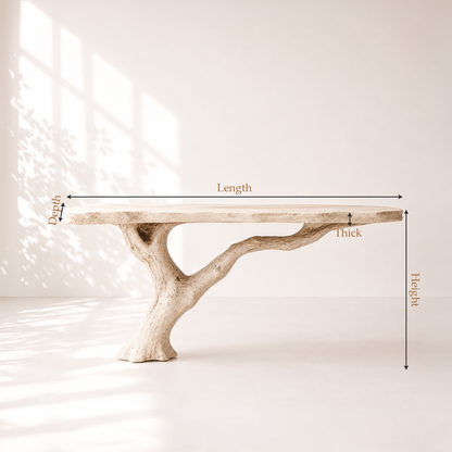 Rustic Sculptural Natural Wood Console Table