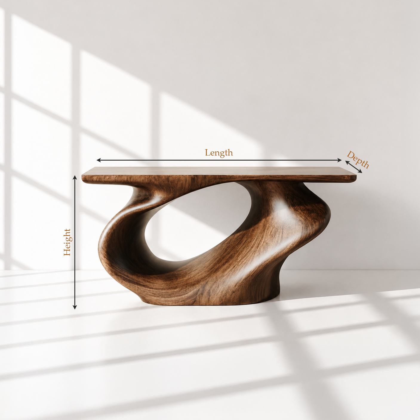 Modern Sculptural Wood Console Table