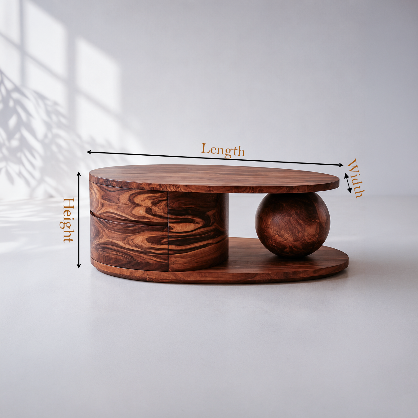 Solid Wood Oval Storage Coffee Table