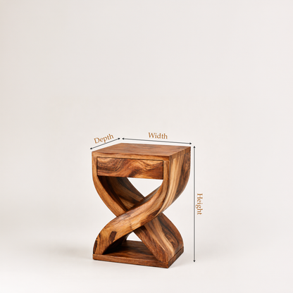 Modern Sculptural Solid Wood Nightstand