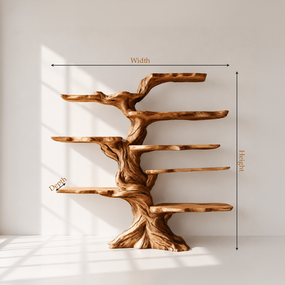 Artisan Wood Freestanding Tree Shaped Bookshelf
