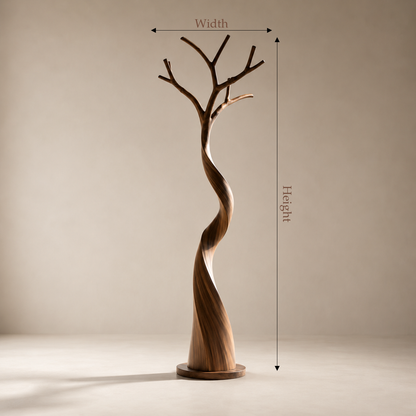 Artisanal Solid Wood Tree Coat Rack