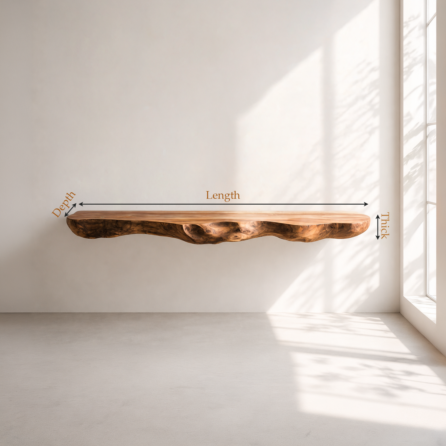 Wall-Mounted Live Edge Wood Bathroom Vanity