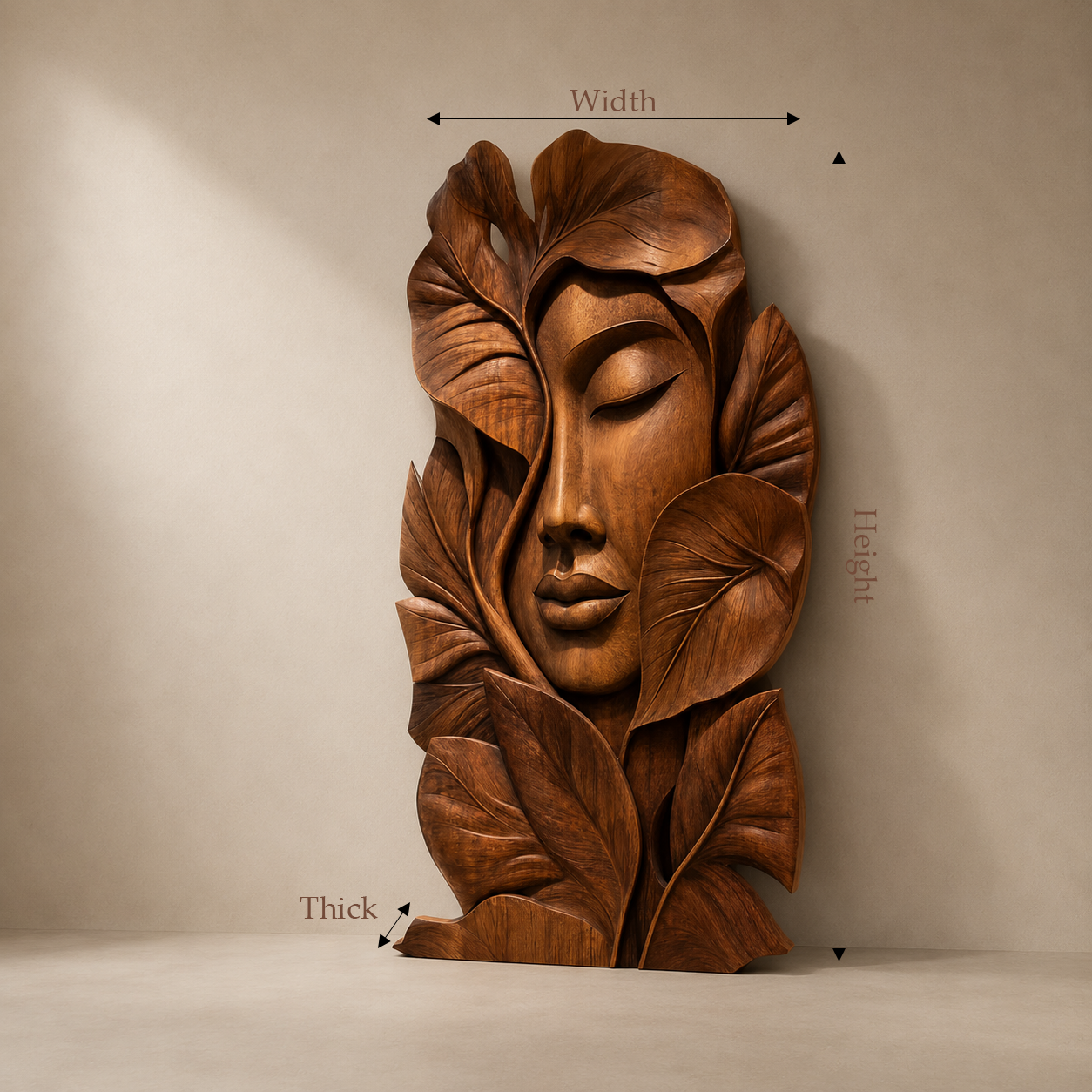 Hand-Carved Abstract Woman Face Wall Art