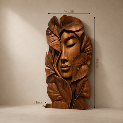 Hand-Carved Abstract Woman Face Wall Art