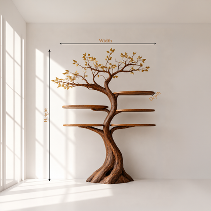 Rustic Modern Tree Wall Mounted Bookshelf