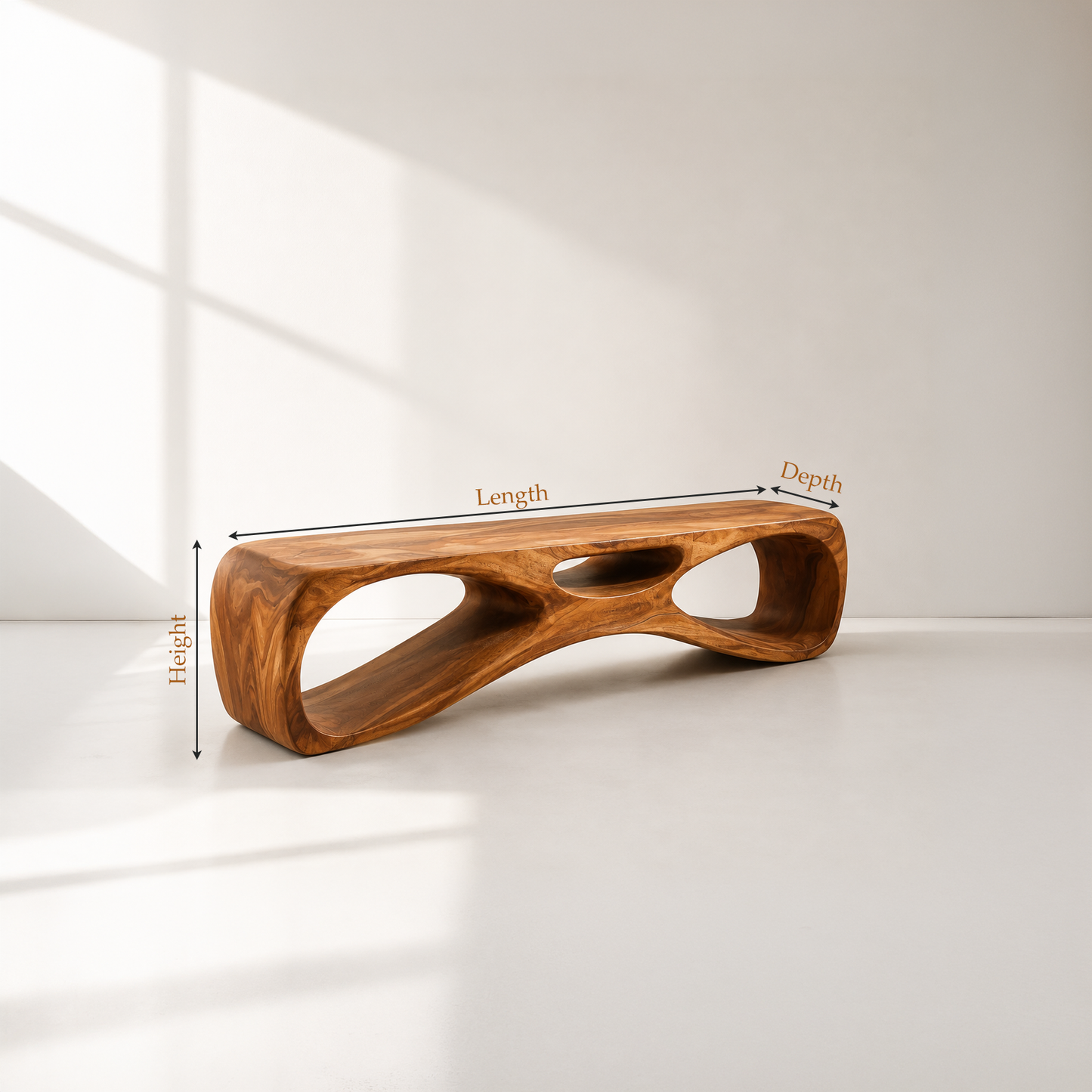 Organic Modern Sculptural Wood Entryway Bench
