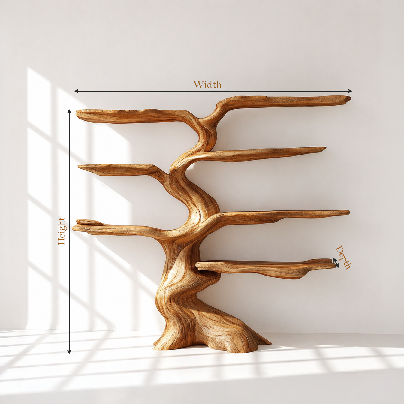 Freestanding Solid Wood Tree Bookshelf