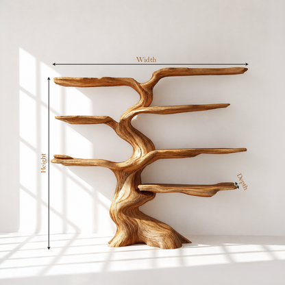Freestanding Solid Wood Tree Bookshelf