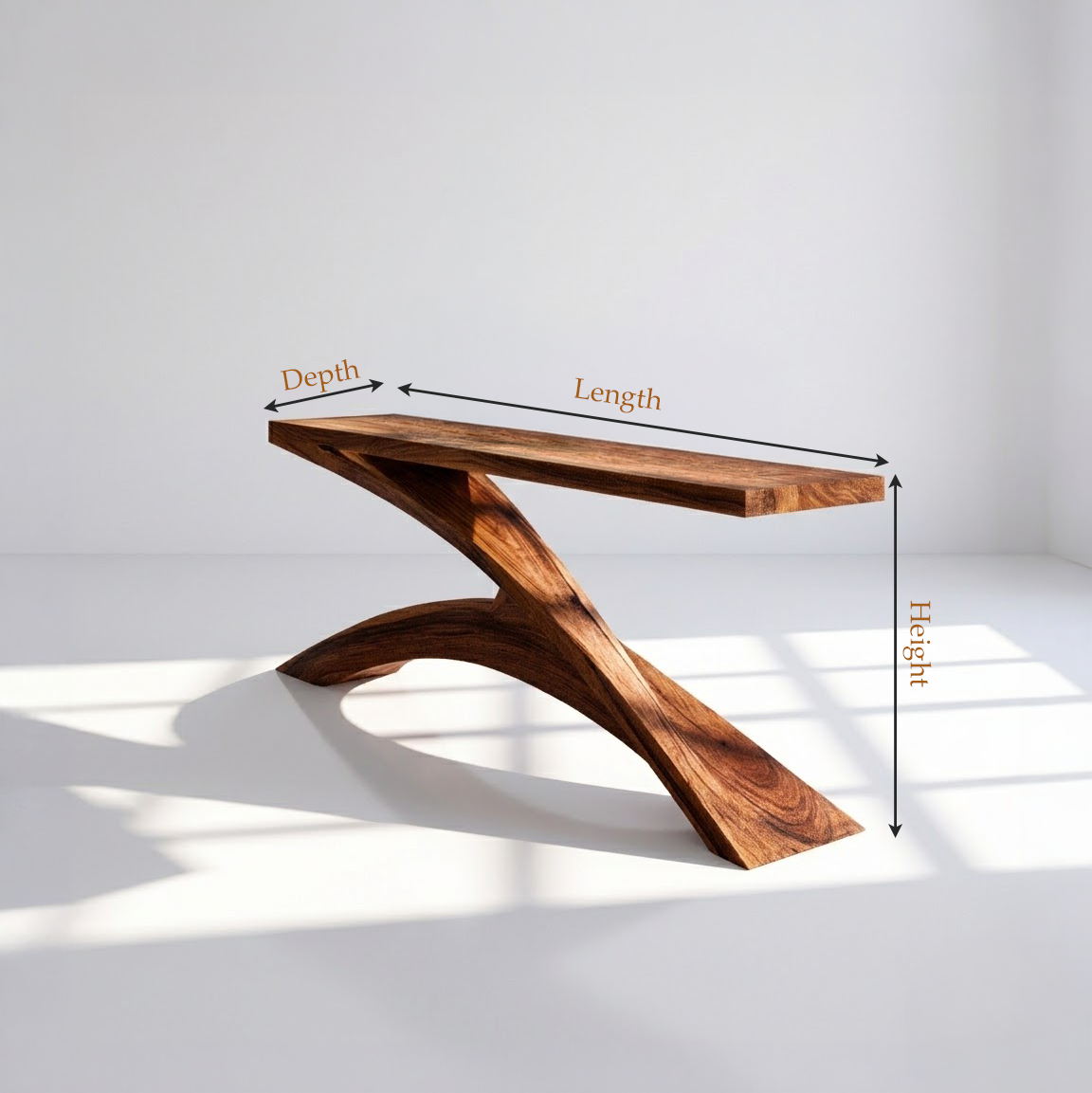 Modern Z-Shaped Wooden Console Table