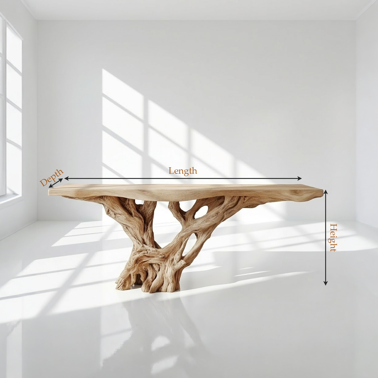 Solid Wood Tree Root Console Table