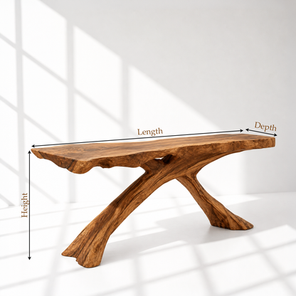 Rustic Organic Wood Console Table