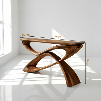 Contemporary Sculptural Wood Console Table