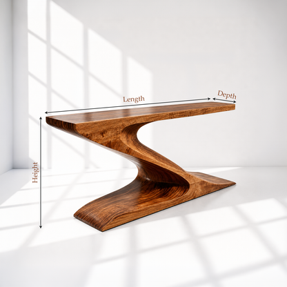 Modern Z-Shaped Wood Console Table