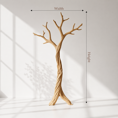 Rustic Solid Wood Tree Coat Rack