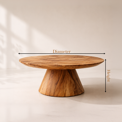 Solid Wood Round Pedestal Coffee Table