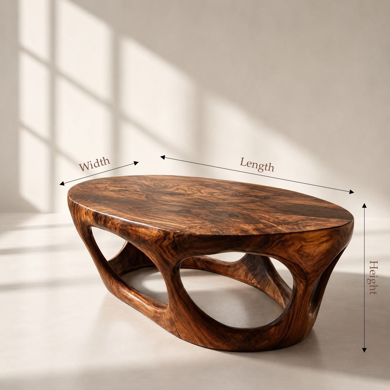 Biophilic Modern Sculptural Wood Coffee Table