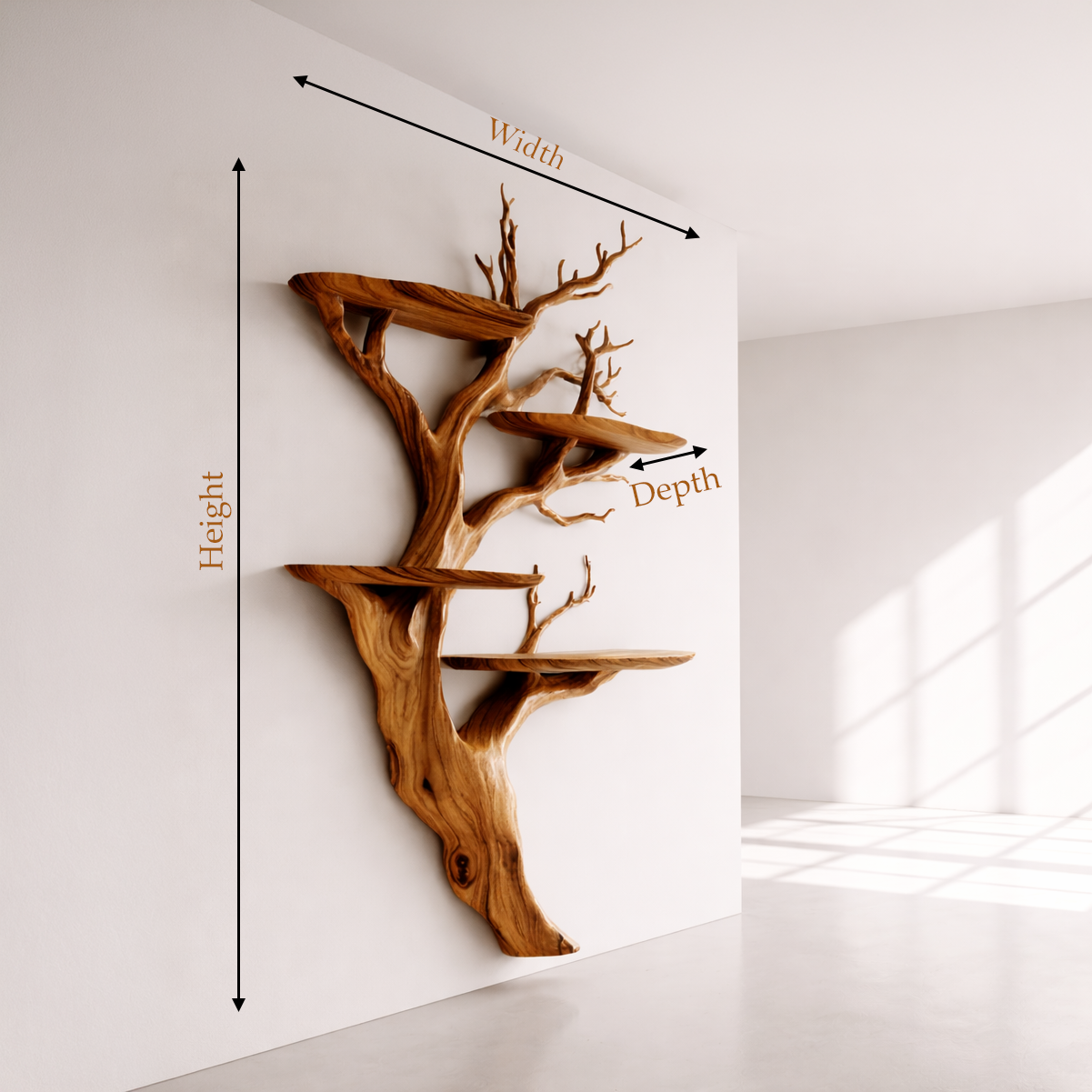 Handmade Wall Mounted Tree Branch Bookcase
