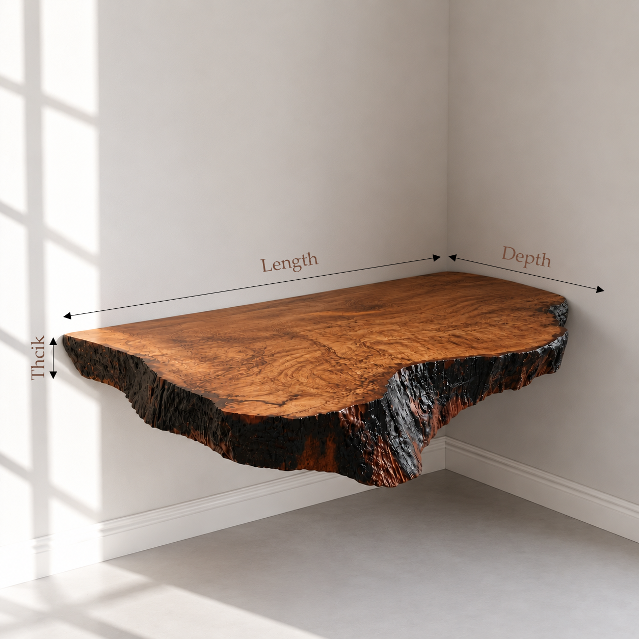 Floating Natural Edge Wood Bathroom Vanity