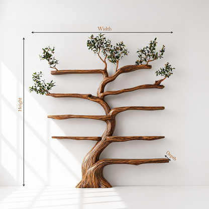 Rustic Solid Wood Tree Branch Shelving
