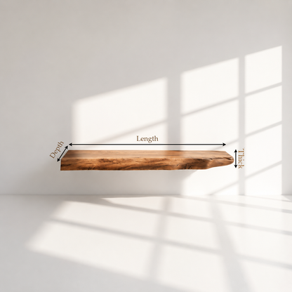 Farmhouse Solid Wood Live Edge Floating Shelf