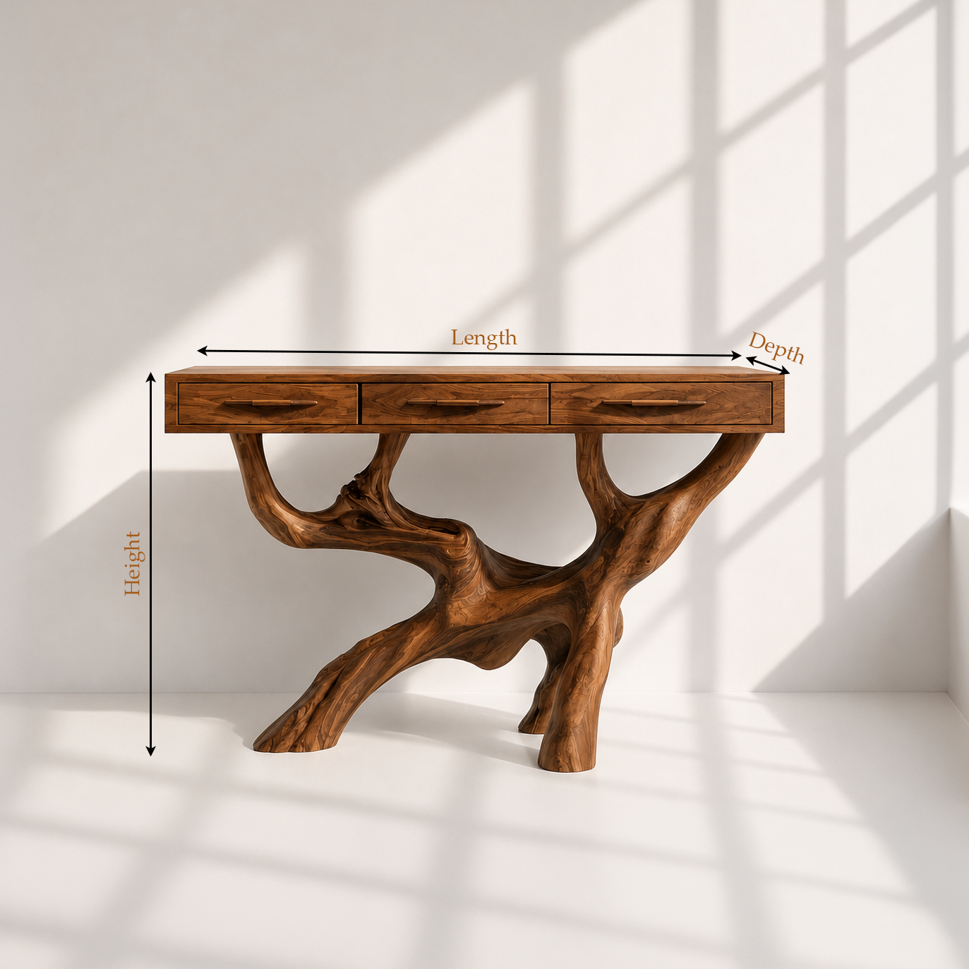 Rustic Solid Wood Console Table With Drawers