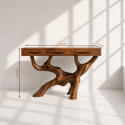 Rustic Solid Wood Console Table With Drawers