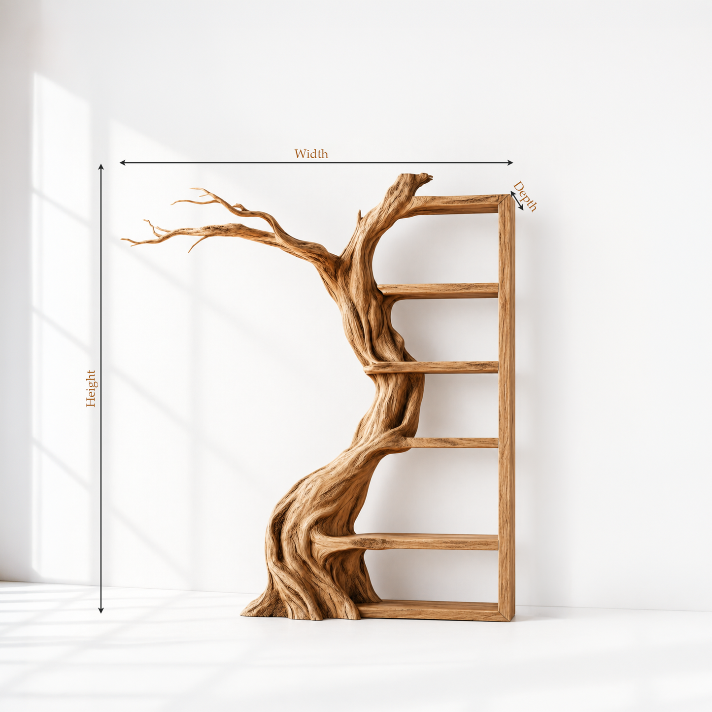 Floor Standing Branch Design Wooden Bookshelf