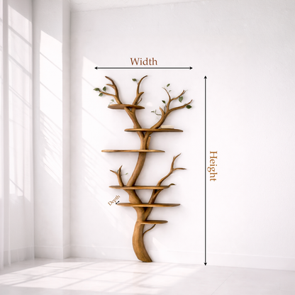 Solid Wood Freestanding Tree Shaped Bookshelf