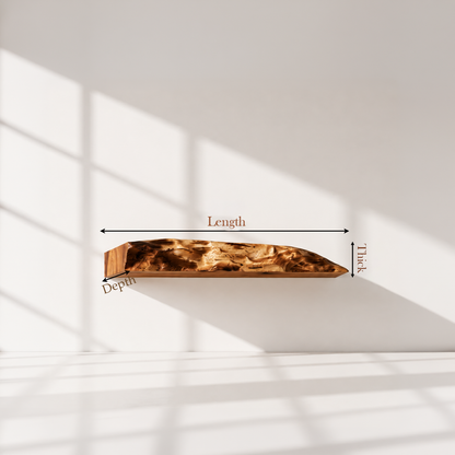 Rustic Solid Wood Live Edge Floating Shelf