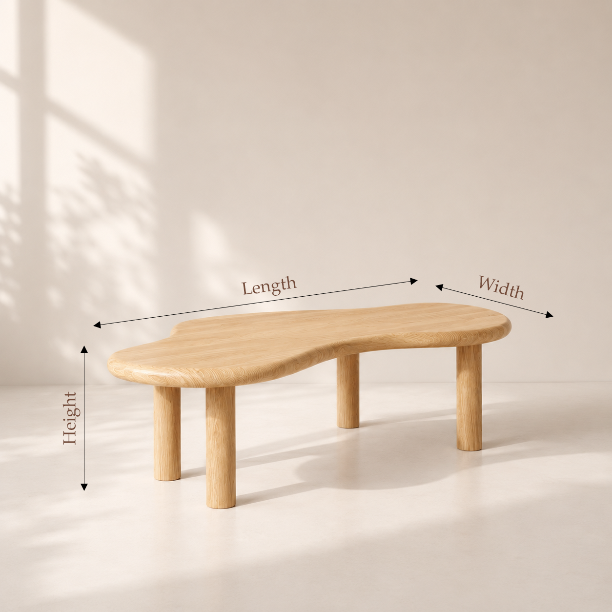 Solid Red Oak Organic Coffee Table
