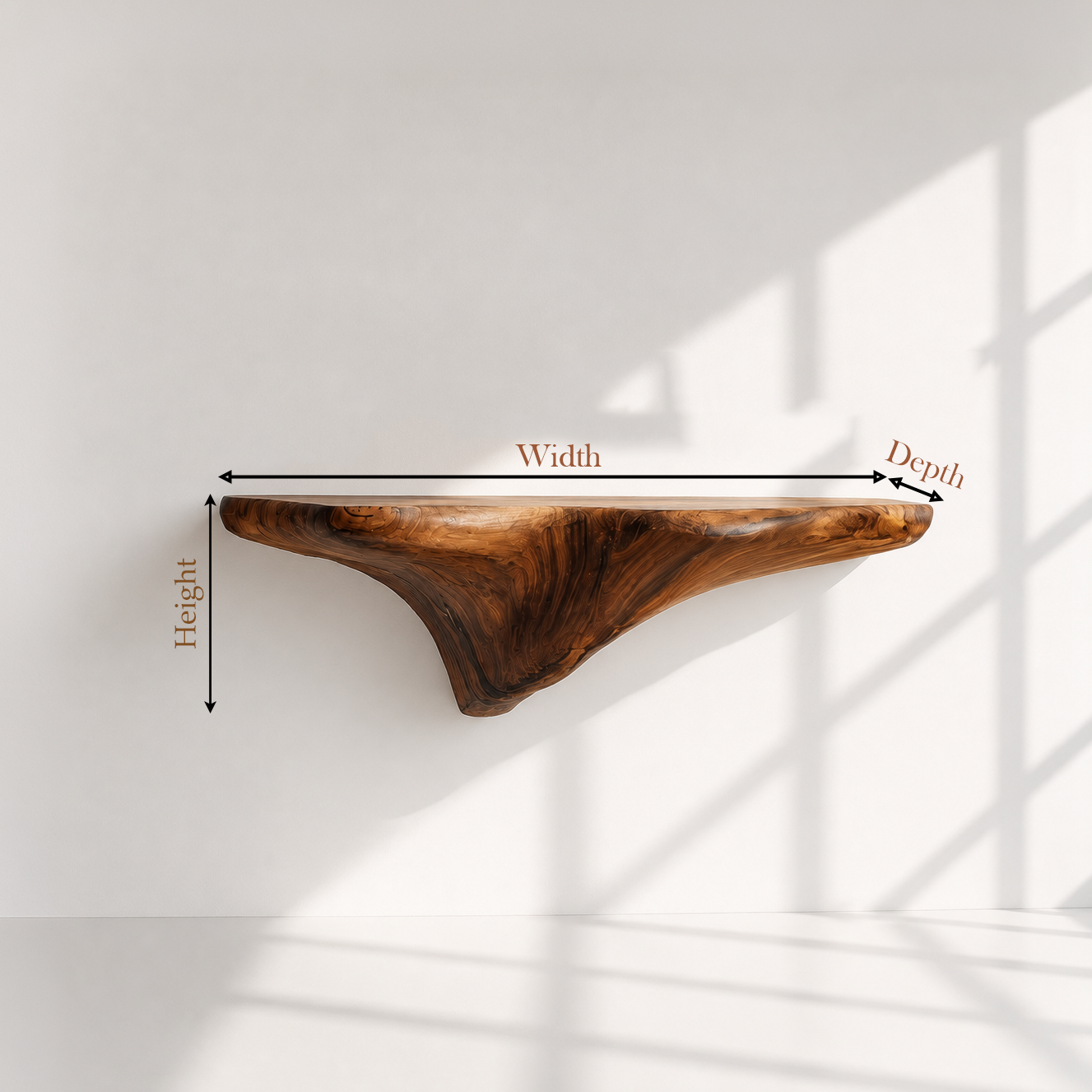 Organic Solid Wood Mushroom Floating Shelf