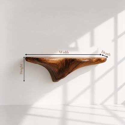 Organic Solid Wood Mushroom Floating Shelf