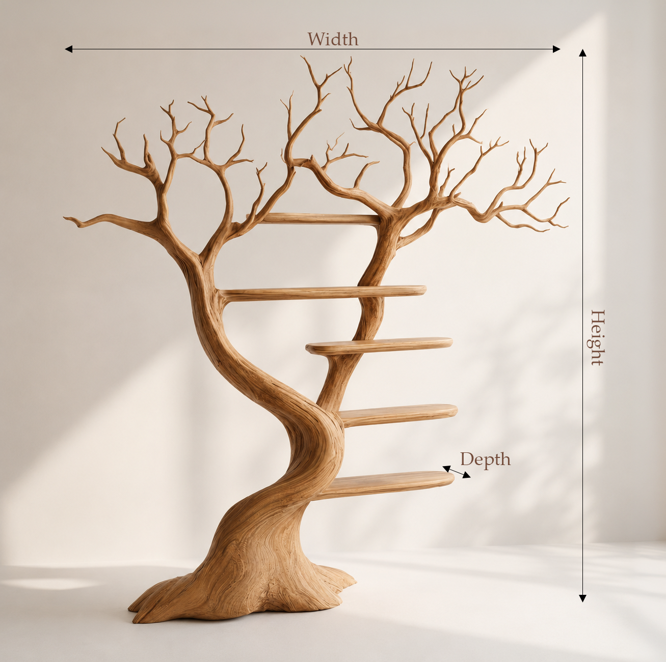 Natural Tree Shaped Open Bookshelf