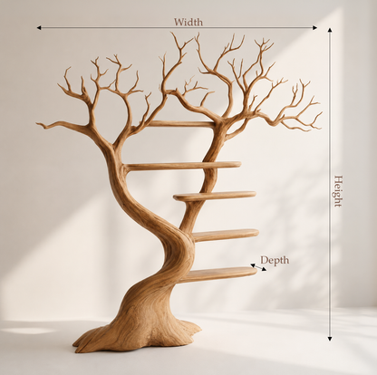 Natural Tree Shaped Open Bookshelf