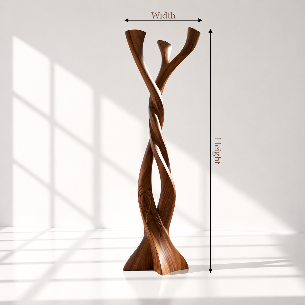 Sculptural Solid Wood Tree Coat Rack