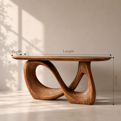 Sculptural Solid Wood Organic Console Table