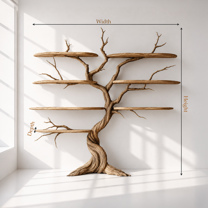 Nature Inspired Wooden Tree Shelf