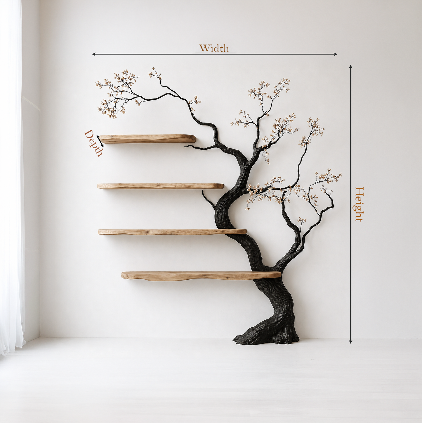 Rustic Wood Tree Branch Bookshelf