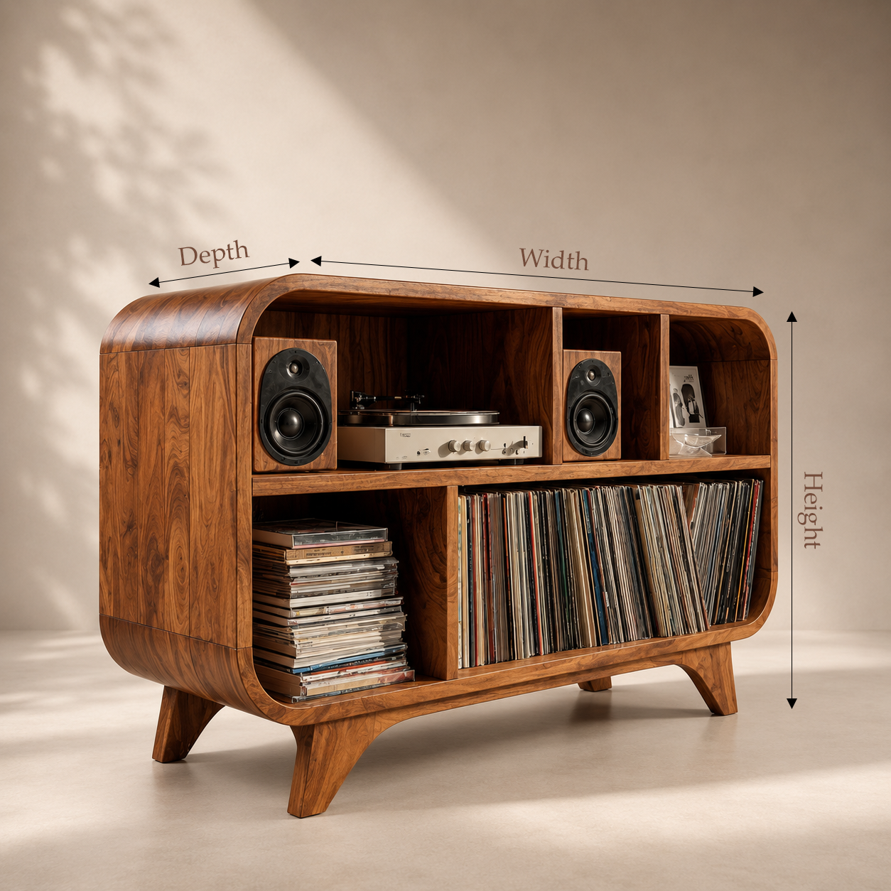 Solid Wood Vinyl Record Player Stand