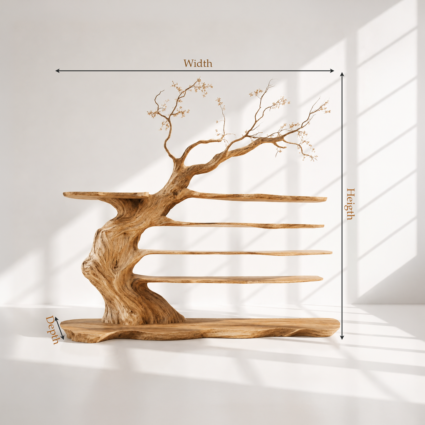 Live Edge Wood Tree Bookshelf